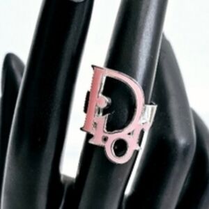 Dior Silver & Pink Logo Ring